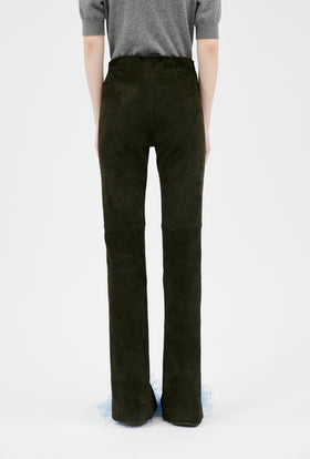 Lamb Stretch Suede Hose, Dark Olve from ODEEH 