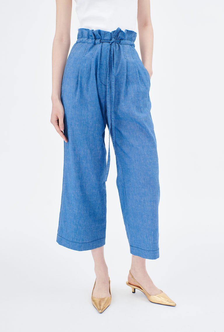 Odeeh Cotton Linen Denim Hose, Ocean