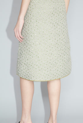 Wool Cloqué Skirt, Seaweed from ODEEH 