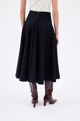 FLANNEL PIN STRIPE Rock, Navy from ODEEH 