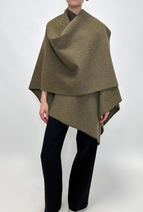 Brushed Double Face Poncho, Dark Moss from ODEEH 