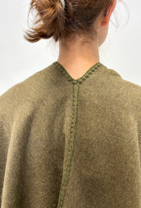 Brushed Double Face Poncho, Dark Moss from ODEEH 