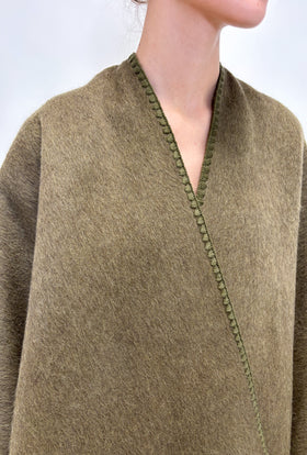 Brushed Double Face Poncho, Dark Moss from ODEEH 