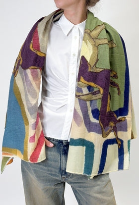 EMBROIDERED TIE DYE Schal, Multicolor from ODEEH 
