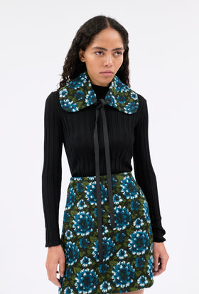 TERRY JACQUARD Kragen, Dark Peacock from ODEEH 