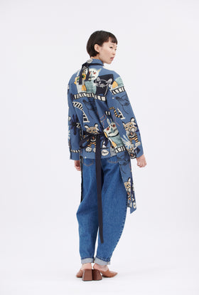 Cats & Tigers Gabardine Schürze, Steel Blue from ODEEH 