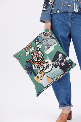 Cats & Tigers Gabardine Kissen, Opal Green from ODEEH 