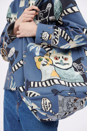 Cats & Tigers Gabardine Tasche, Steel Blue from ODEEH 