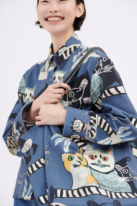 Cats & Tigers Gabardine Tasche, Steel Blue from ODEEH 