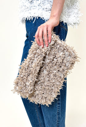 FRINGY TAPES Clutch, Greige from ODEEH 