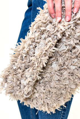 FRINGY TAPES Clutch, Greige from ODEEH 