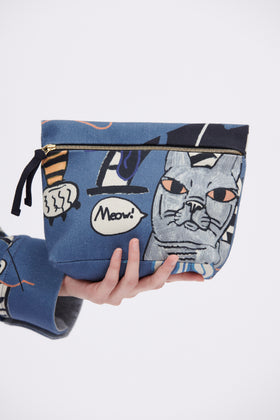Cats & Tigers Gabardine Bag, Steel Blue from ODEEH 