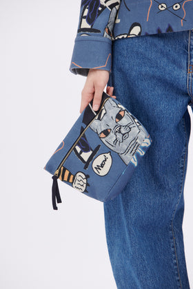 Cats & Tigers Gabardine Bag, Steel Blue from ODEEH 