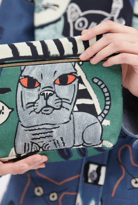 Cats & Tigers Gabardine Bag, Opal Green from ODEEH 