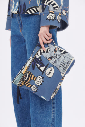 Cats & Tigers Gabardine Bag, Steel Blue from ODEEH 