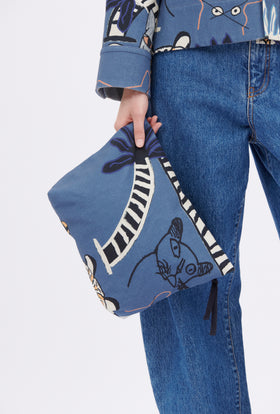 Cats & Tigers Gabardine Bag, Steel Blue from ODEEH 