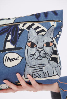 Cats & Tigers Gabardine Bag, Steel Blue from ODEEH 