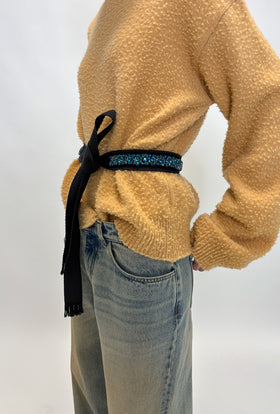RHINESTONE BELT Gürtel, Turquoise Blue from ODEEH 