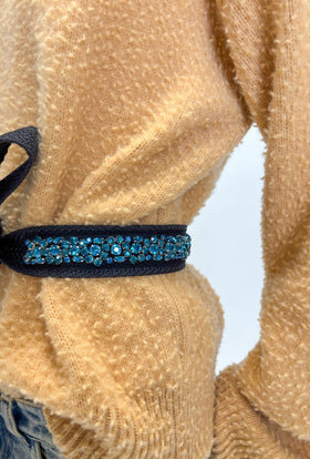 RHINESTONE BELT Gürtel, Turquoise Blue from ODEEH 