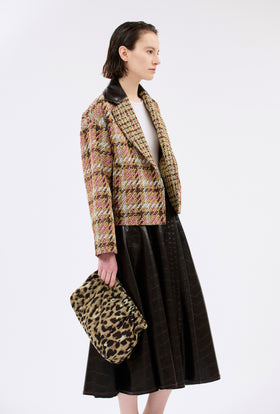 Big Jacquard Leo Clutch, Brown Olive from ODEEH 