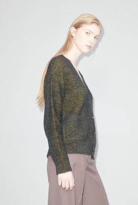 HAIRY JASPE Cardigan, Dark Olive from ODEEH 