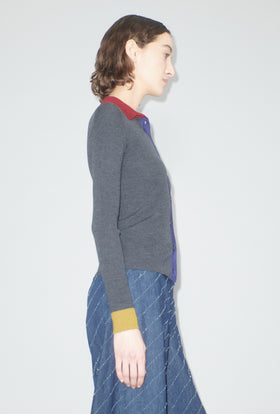 Stretch Merino Cardigan, Charcoal from ODEEH 