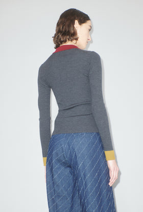 Stretch Merino Cardigan, Charcoal from ODEEH 