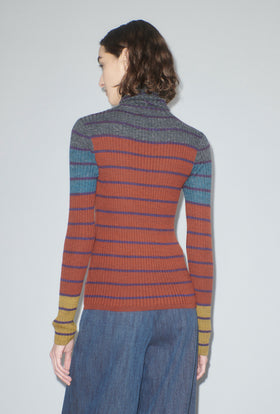 Placed Stripe Sweater, Dark Copper from ODEEH 