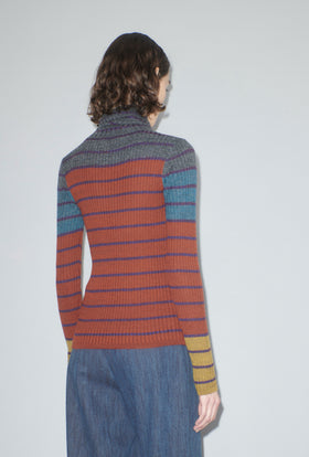 Placed Stripe Sweater, Dark Copper from ODEEH 