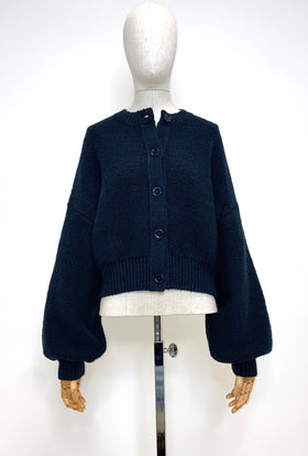 Twisted Bouclé Cardigan, Midnight from ODEEH 