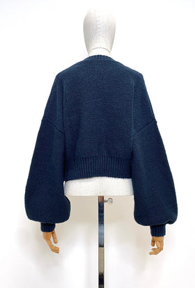 Twisted Bouclé Cardigan, Midnight from ODEEH 