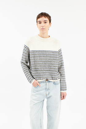 Breton Stripe Pullover, Offwhite from ODEEH 