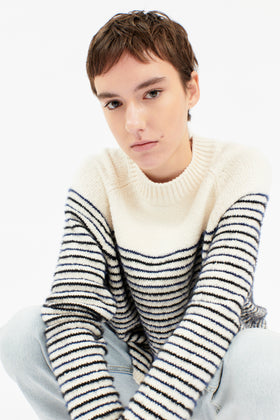 Breton Stripe Pullover, Offwhite from ODEEH 