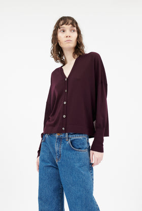 Slub Tweed Cardigan, Olive Brown from ODEEH 