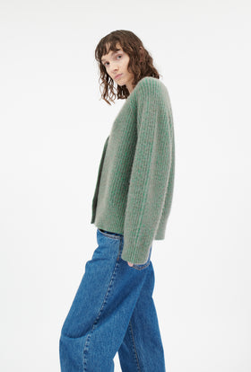CASHMERE COTTON VANISÈ Cardigan, Shamrock from ODEEH 