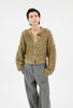 Slub Tweed Cardigan, Olive Brown from ODEEH 