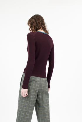 Slub Tweed Cardigan, Olive Brown from ODEEH 