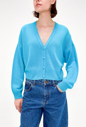 Light Cashmere Cardigan, Turquoise from ODEEH 