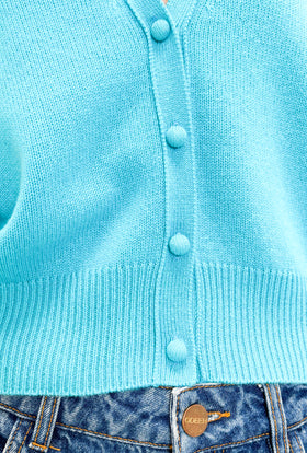 Light Cashmere Cardigan, Turquoise from ODEEH 
