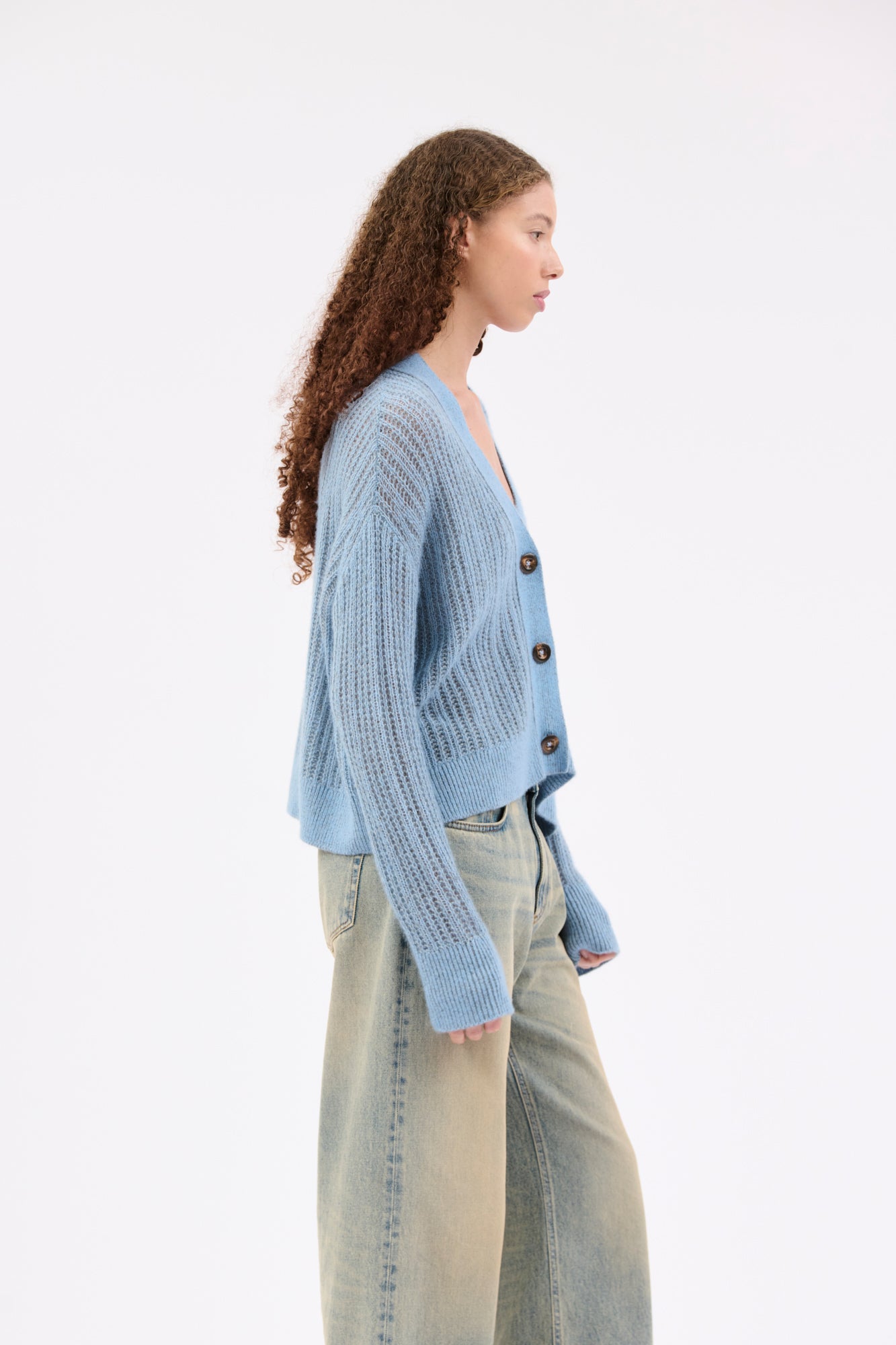 Cashmere Cotton Vanise Cardigan, Seablue – ODEEH