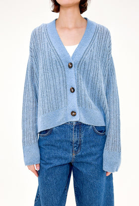 Cashmere Cotton Vanise Cardigan, Seablue from ODEEH 