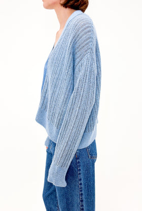 Cashmere Cotton Vanise Cardigan, Seablue from ODEEH 