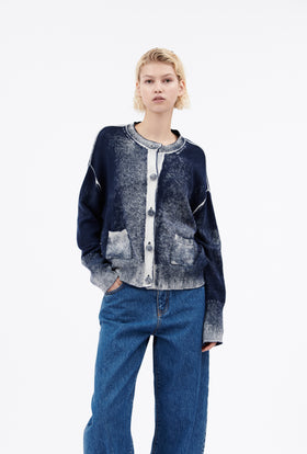 Slub Tweed Cardigan, Olive Brown from ODEEH 