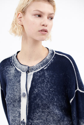 Slub Tweed Cardigan, Olive Brown from ODEEH 