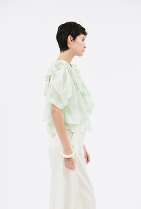 Gauze Vichy Bluse, Glass Green from ODEEH 