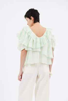 Gauze Vichy Bluse, Glass Green from ODEEH 