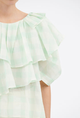 Gauze Vichy Bluse, Glass Green from ODEEH 