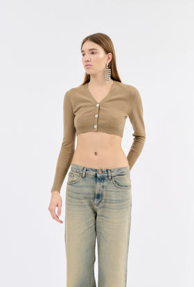 Light Cashmere Cardigan, Camel from ODEEH 