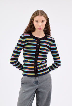 STRIPES Cardigan, Bordeaux from ODEEH 