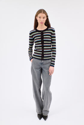 STRIPES Cardigan, Bordeaux from ODEEH 
